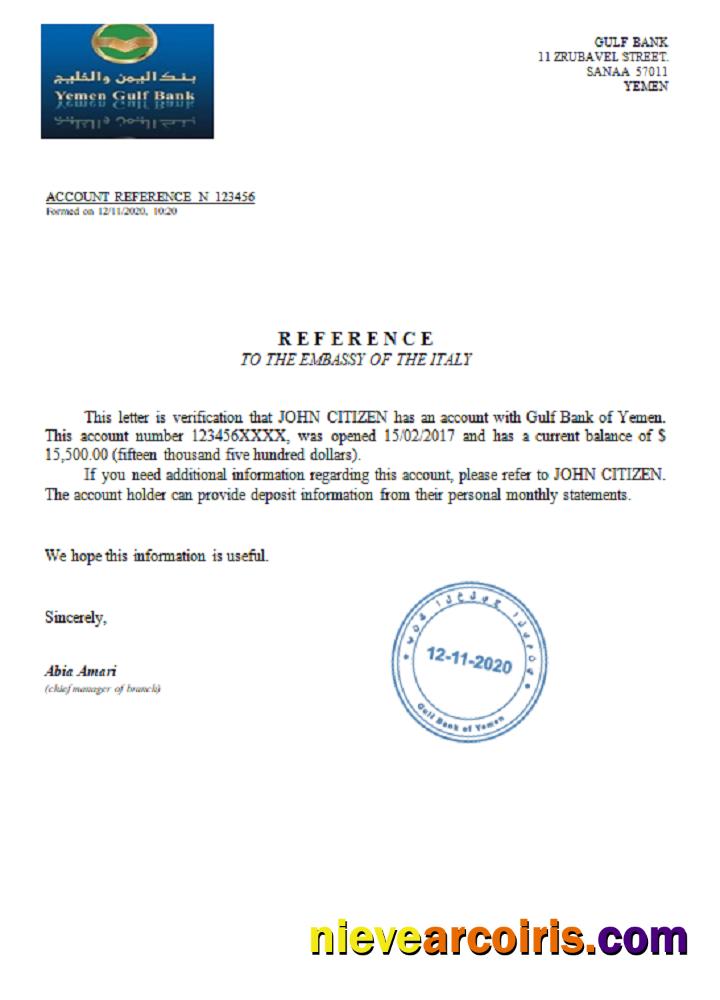 Yemen Gulf Bank reference